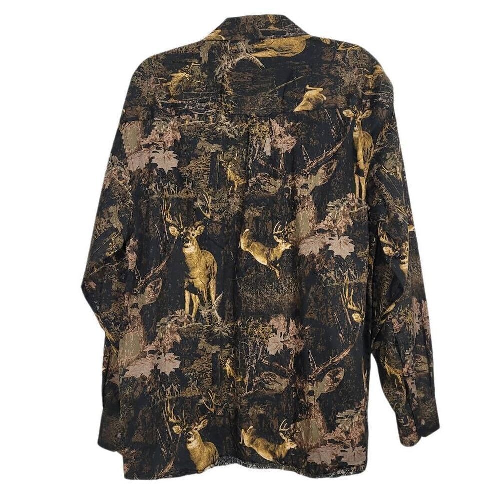 Bit & Bridle Deer Print Camouflage Button Down Sh… - image 2